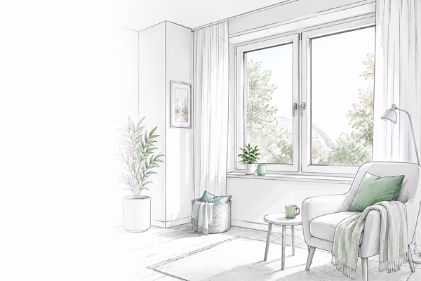 Mehr Wohnkomfort-str_600x400 Wohnbereich mit Glasfenster und Blick ins Grüne
